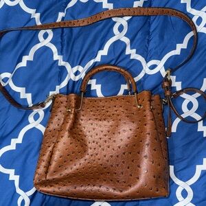 Ostrich Top Handle Crossbody Bag